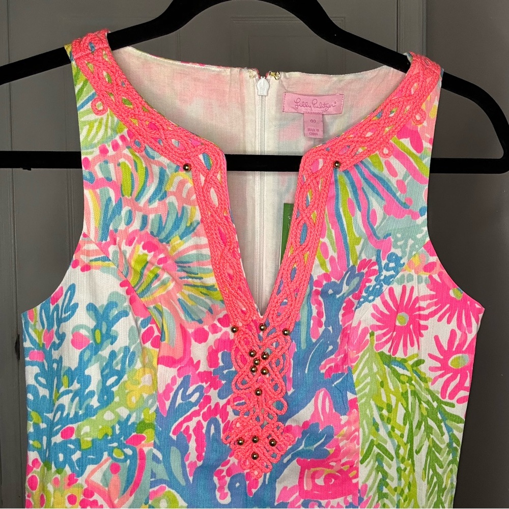 Lilly Pulitzer Lovers Coral Ryder Shift Dress 00 - Picture 3 of 5